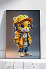 Cute Tiger Cartoon Poster | Animal Poster Wall Art