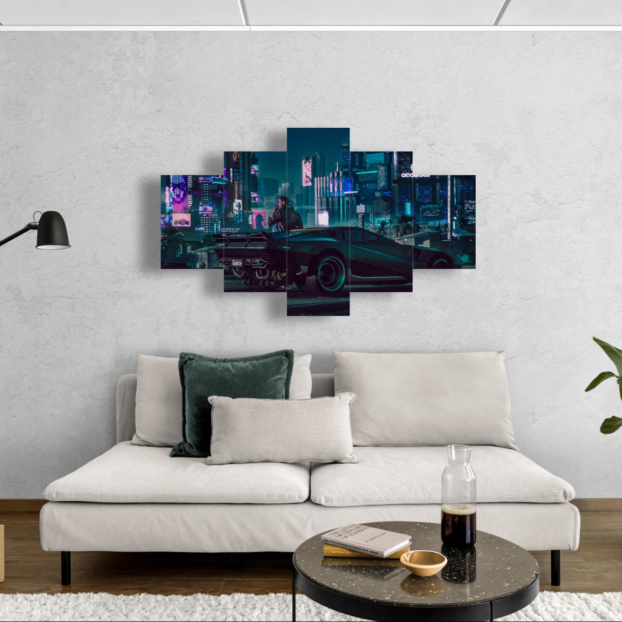 Cyberpunk In Futuristic City (5 Panel-II) Game Wall Art