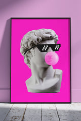 David's head in pixel glasses | Poster Wall Art