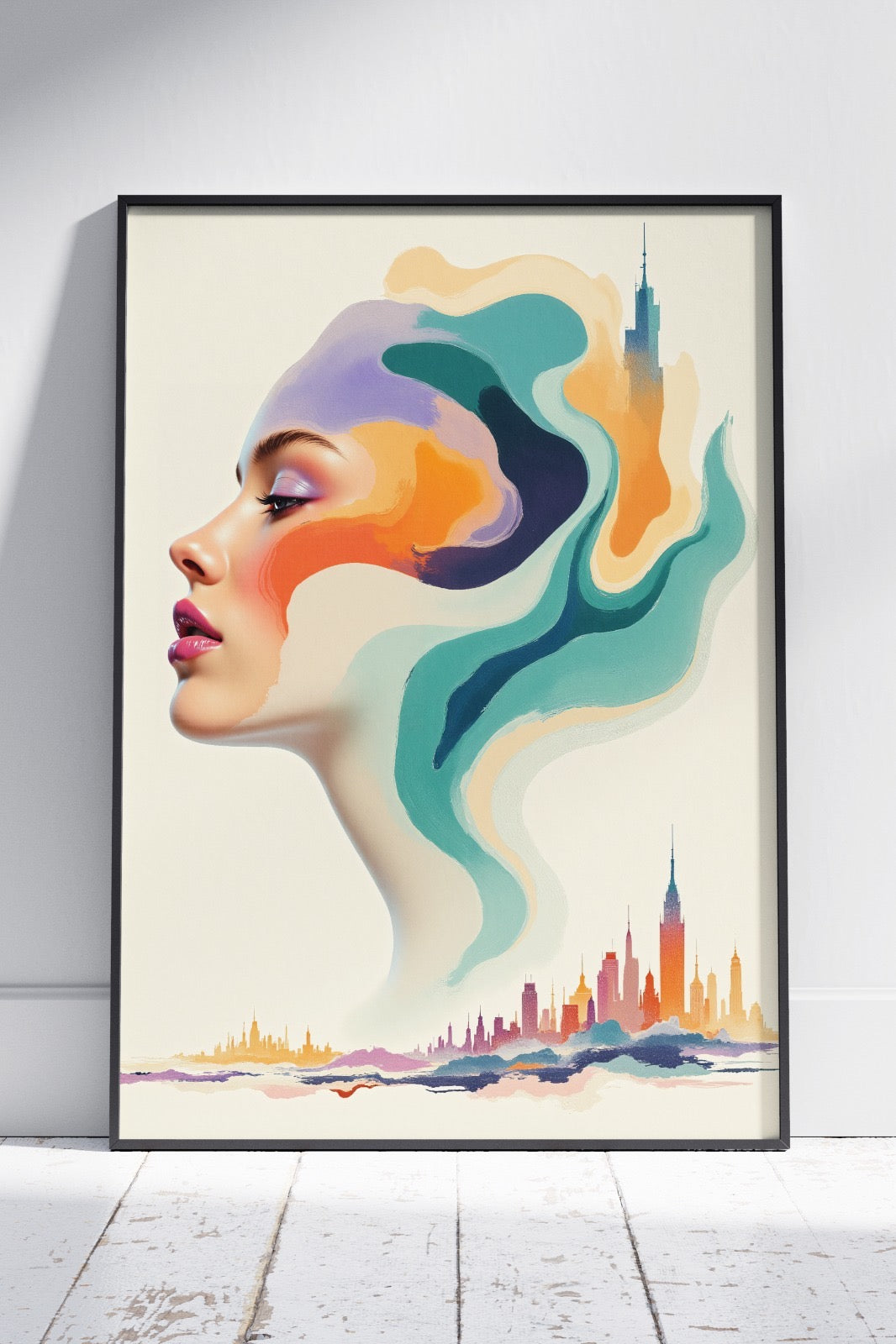 Dynamic Abstract Graphic Design Of Girl | Ai Artworks Poster Wall Art
