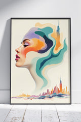 Dynamic Abstract Graphic Design Of Girl | Ai Artworks Poster Wall Art