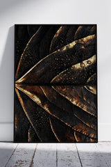 Elegant Composition of Gold Leaf Veins | Black & Gold Poster Wall Art