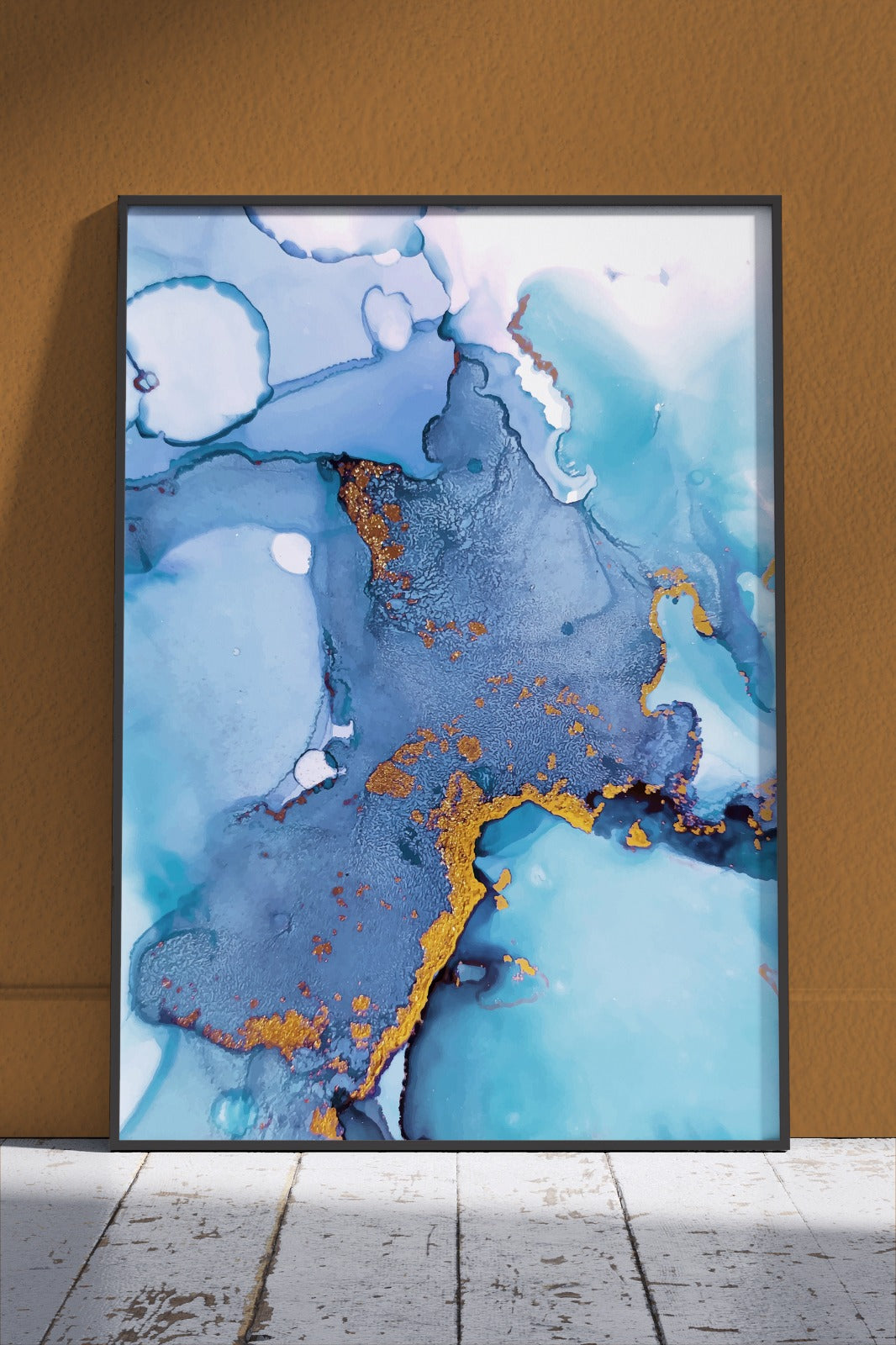 Ethereal Aqua & Gold Abstract | Poster Wall Art