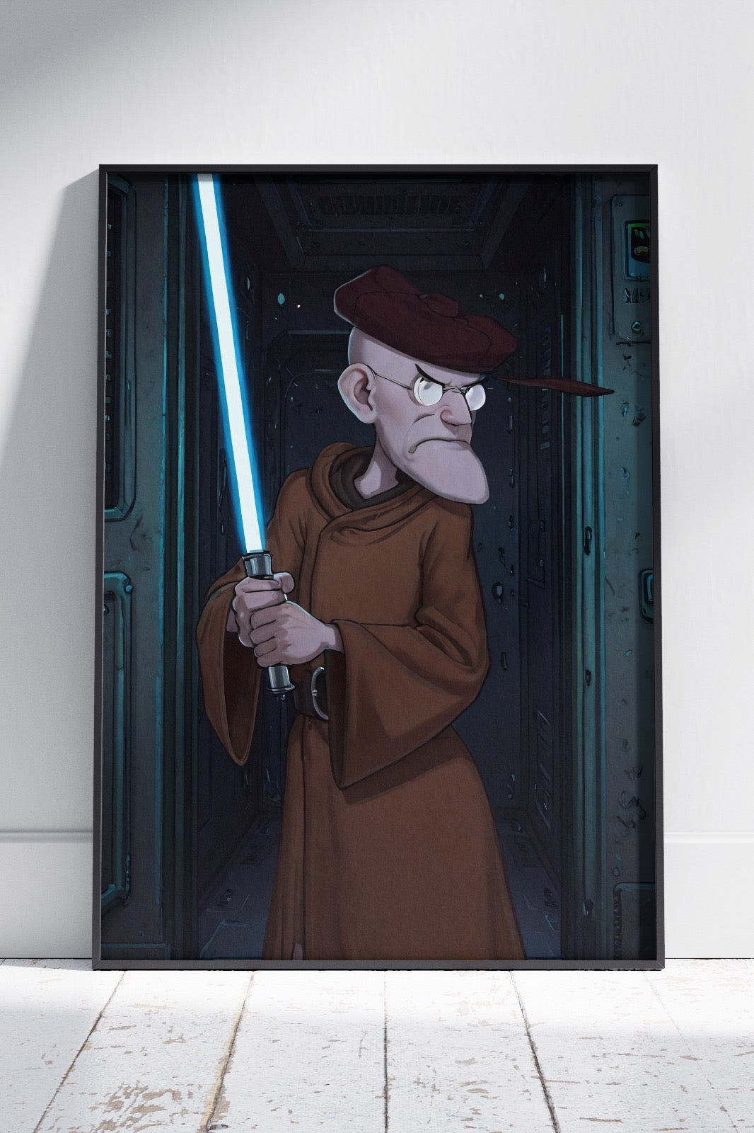 Eustace Bagge (Courage) As Warrior With Neon Sword | Ai Artworks Poster Wall Art