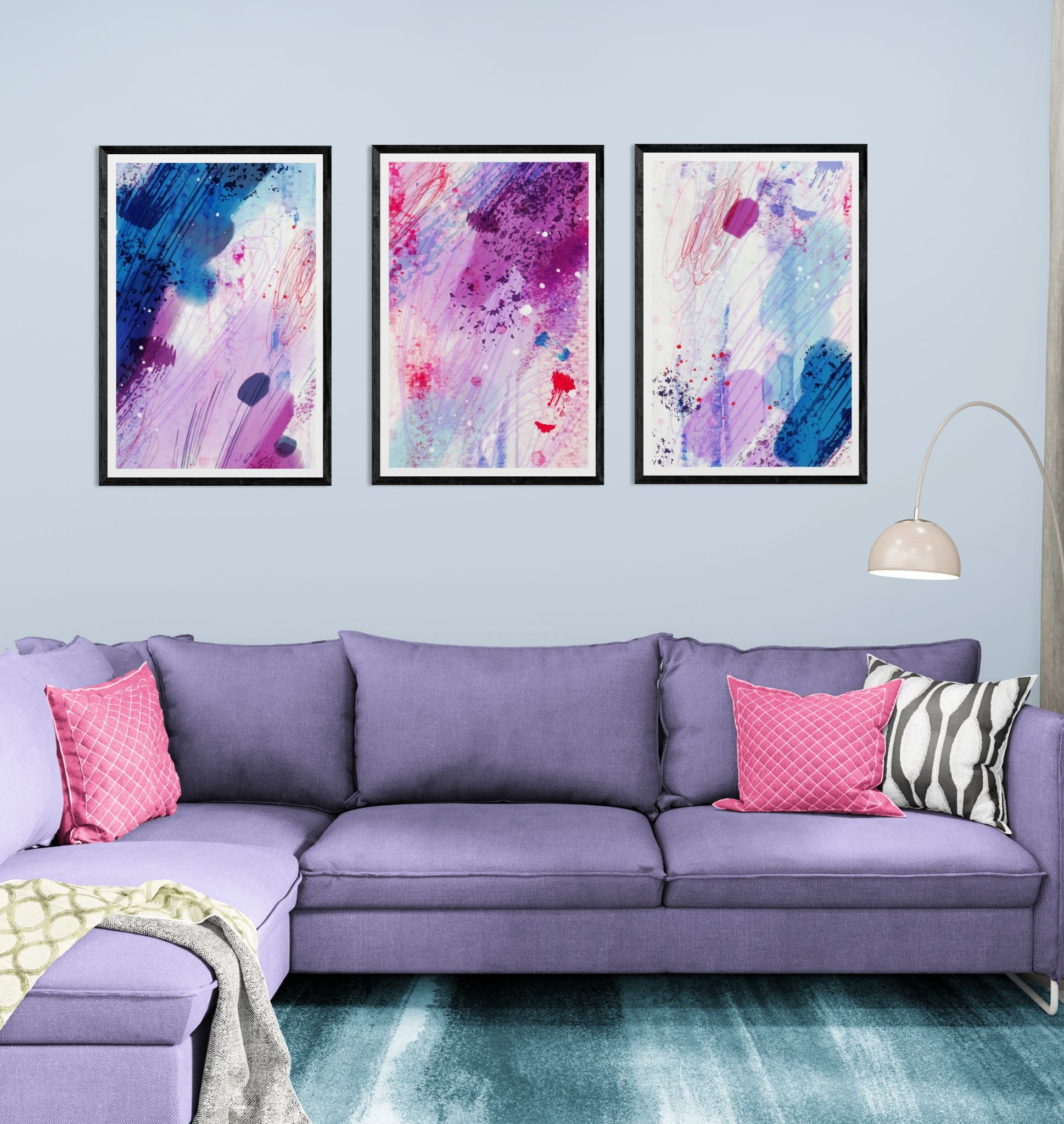 Abstract Purple Pattern (3 Panel) Abstract Wall Art