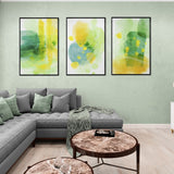 Nordic Abstract Green Yellow Modern Style (3 Panel) Abstract Wall Art