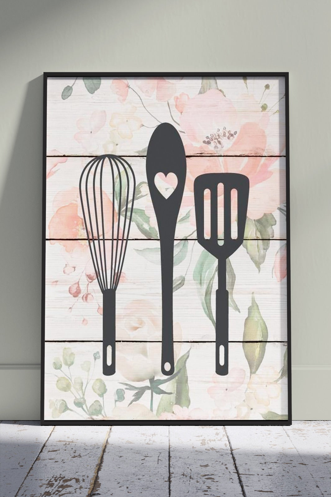 Floral Kitchen with Utensils | Kitchen Poster Wall Art