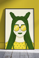 Go Green Girl Portrait Art 005 | Girlish Poster Wall Art