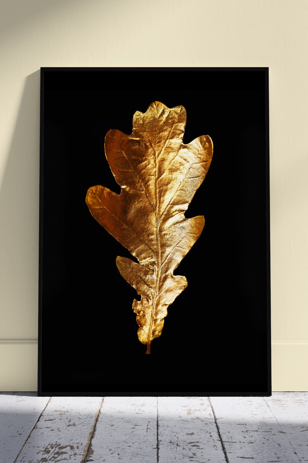 Gold Leaf Abstract Portrait | Black & Gold Poster Wall Art