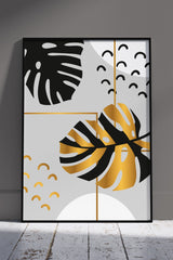 Gold Tropical Leaf Poster | Black & Gold Poster Wall Art