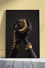 Gold and Black Women Hand Bracelet | Black & Gold Poster Wall Art