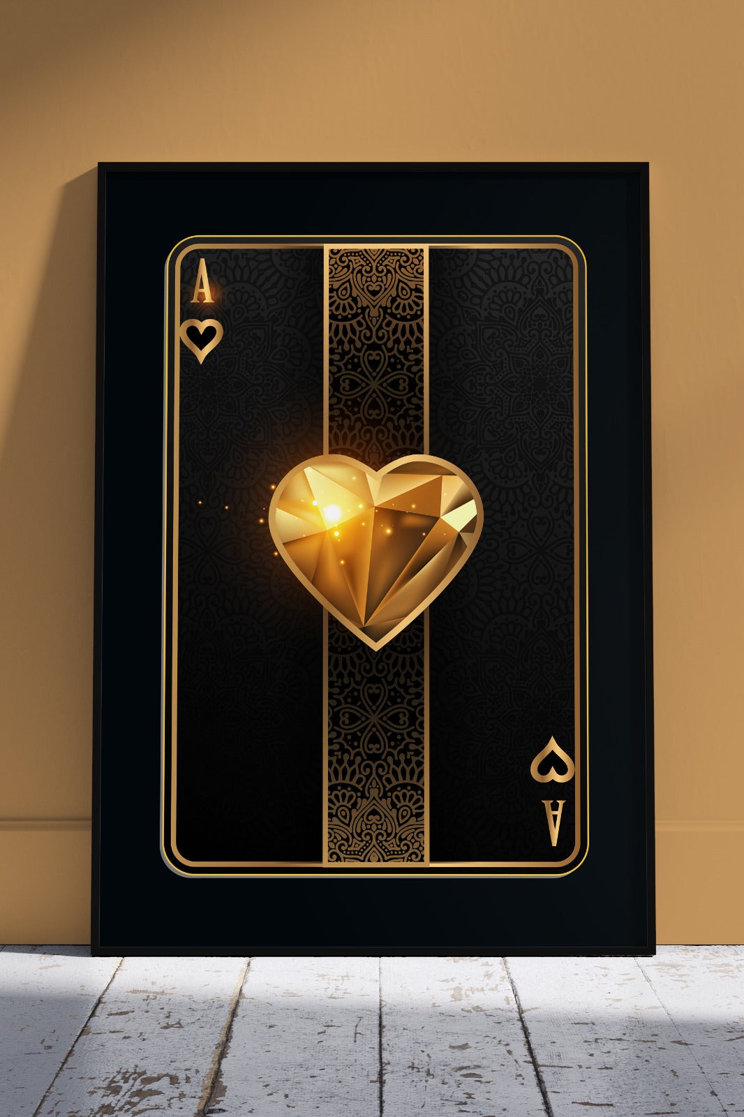 Golden Ace Card Poster | Black & Gold Poster Wall Art