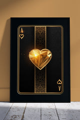Golden Ace Card Poster | Black & Gold Poster Wall Art