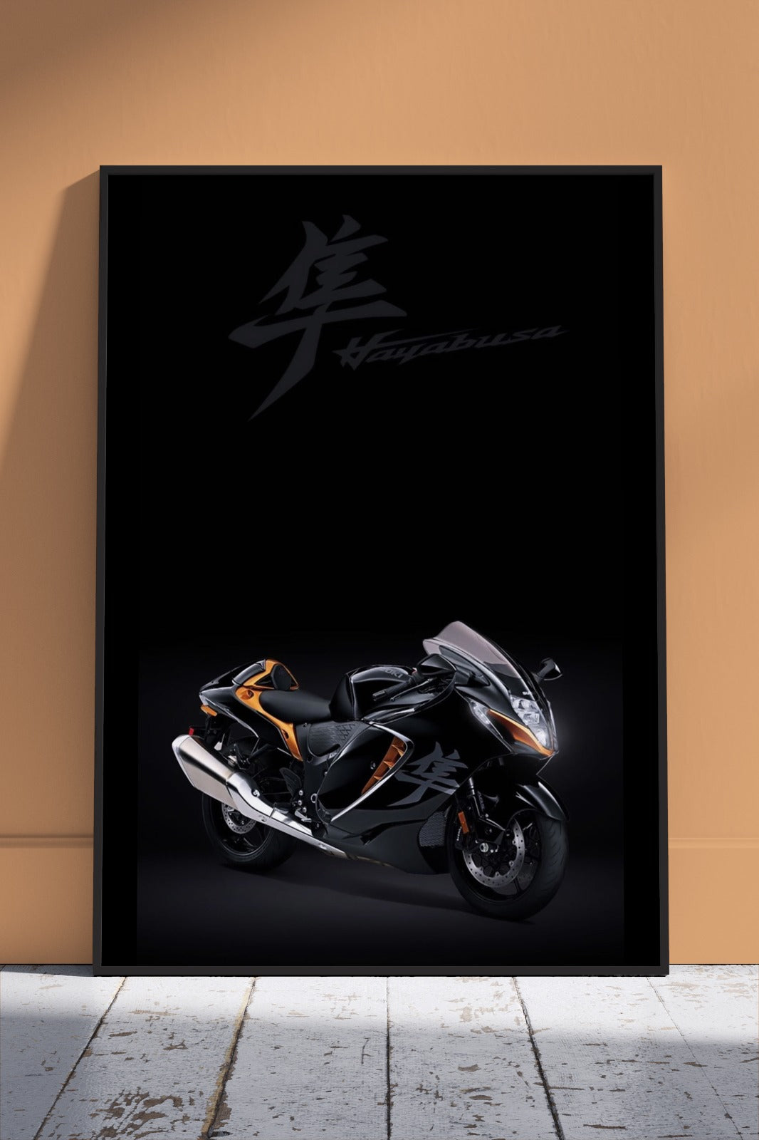 Hayabusa Bike - Black Background | Cars Poster Wall Art