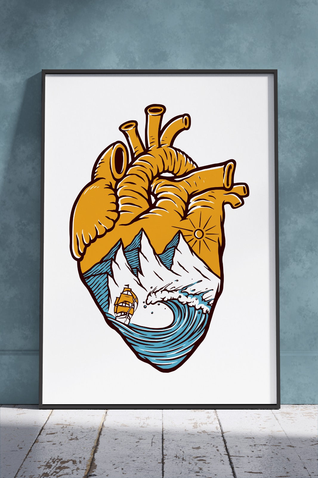 Heart And Mountain Vector Illustration | Poster Wall Art