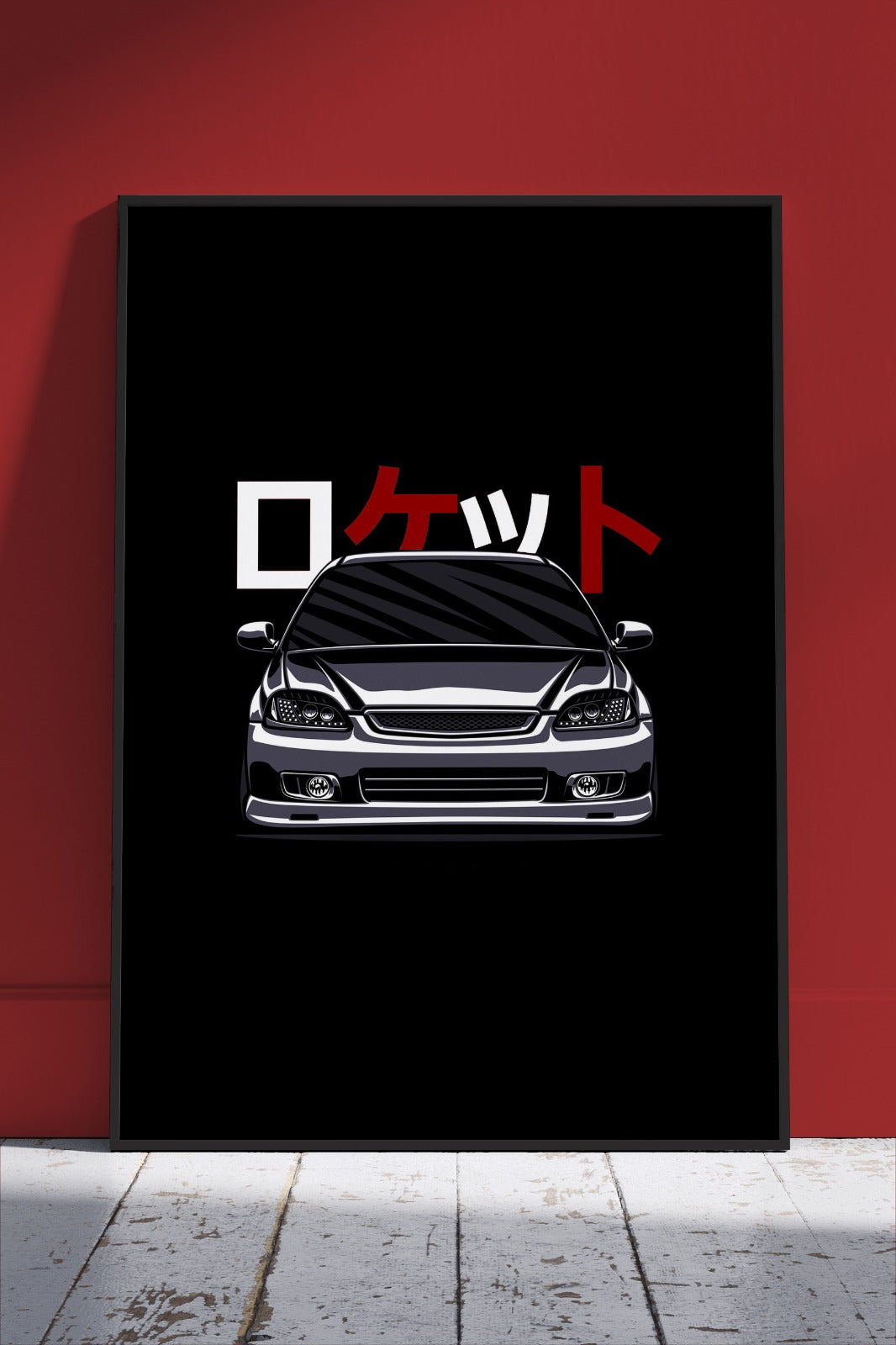 Honda Civic Black Vector | Cars Poster Wall Art