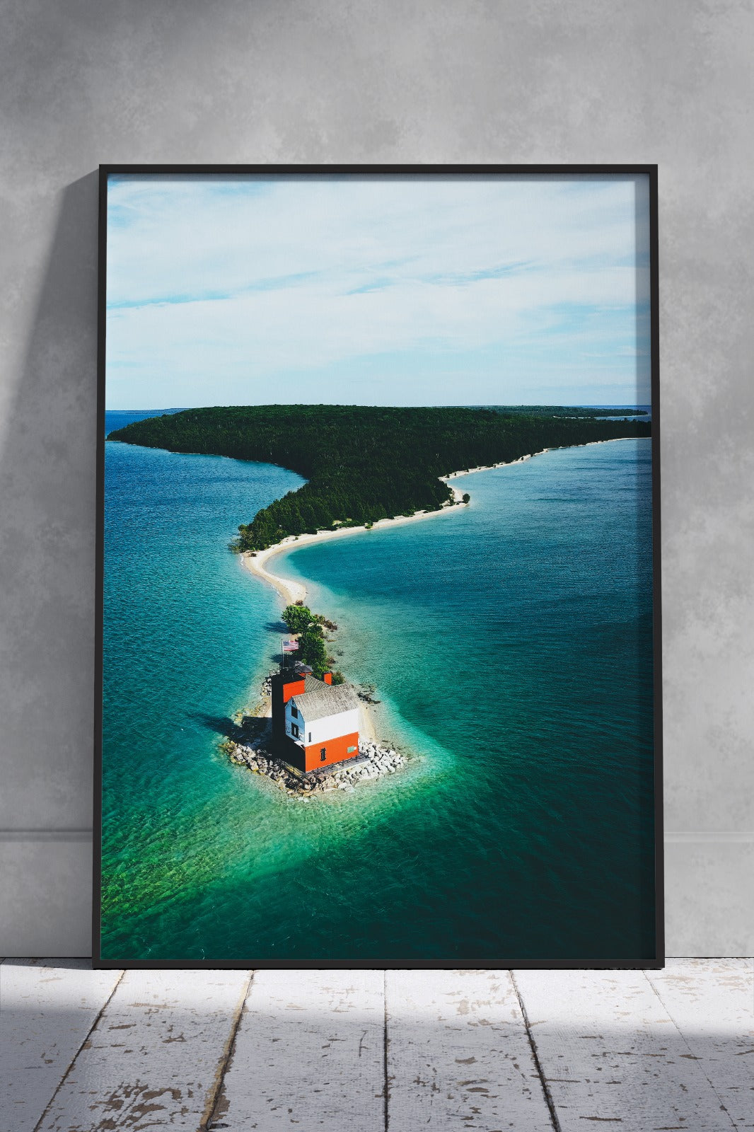 Island Covered in Greenery Surrounded by the Sea | Scenery Poster Wall Art