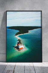 Island Covered in Greenery Surrounded by the Sea | Scenery Poster Wall Art