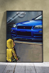 Kid Seeing Nissan Skyline GT-R | Cars Poster Wall Art