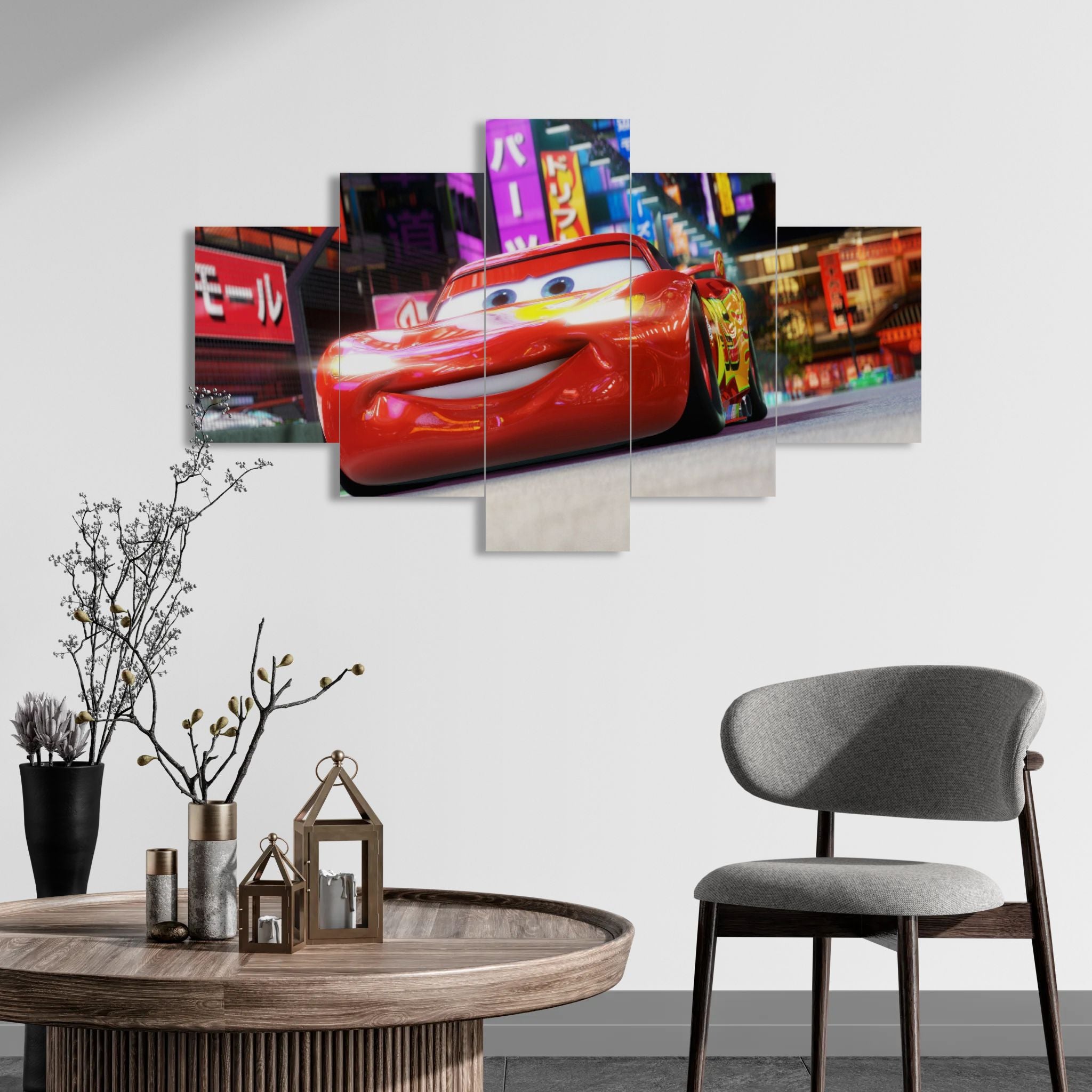 LIGHTNING MCQUEEN Disney Car (5 Panel-II) Car Wall Art