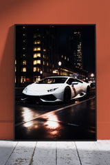 Lamborghini Huracan White | Cars Poster Wall Art
