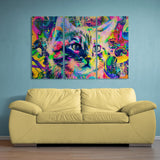 Cat Head Graffiti (3 Panel-II) Animal Wall Art