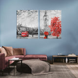 London City Streets (2 Panel) Red & White Wall Art