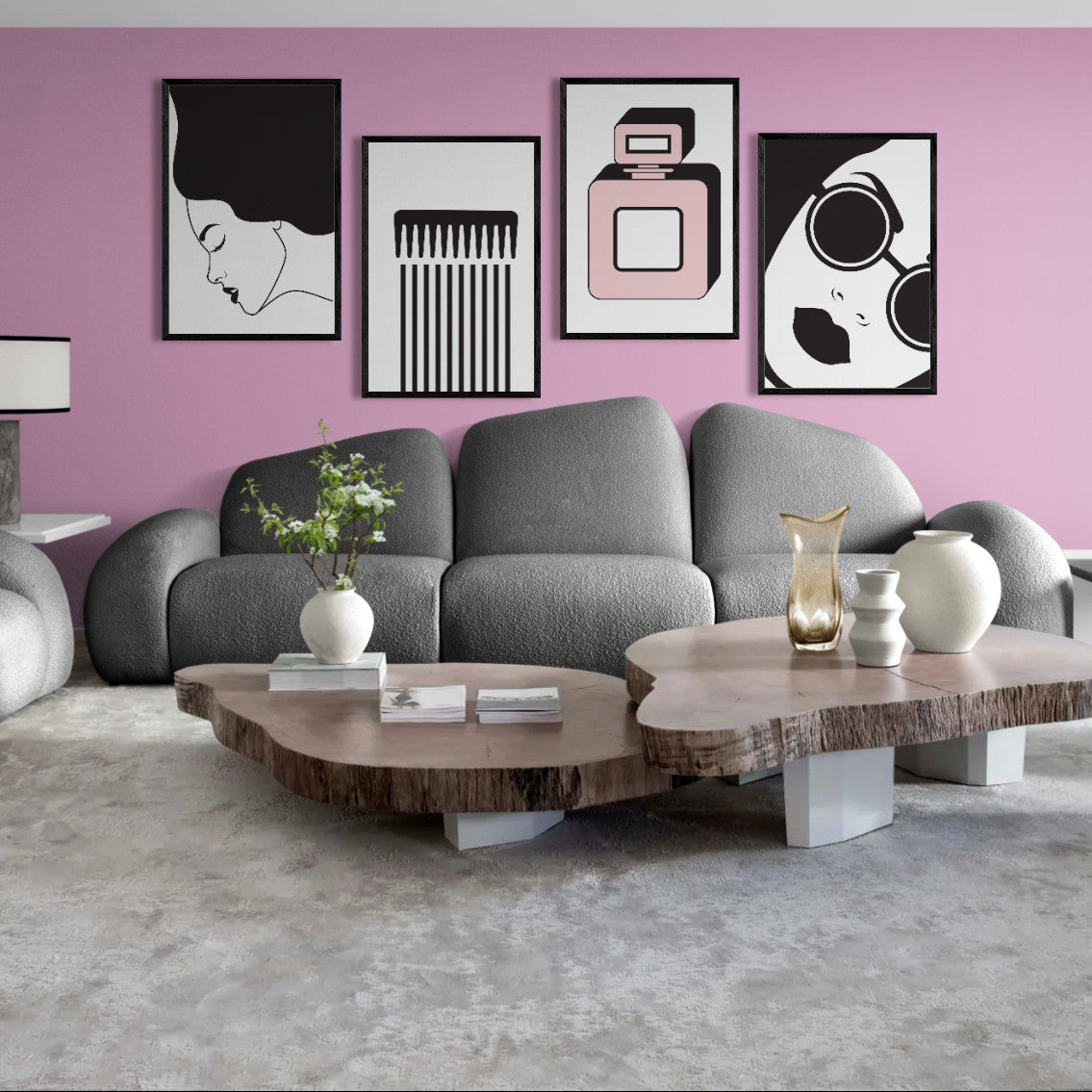 Fashion Line Minimal (4 Panel) Girlish Wall Art