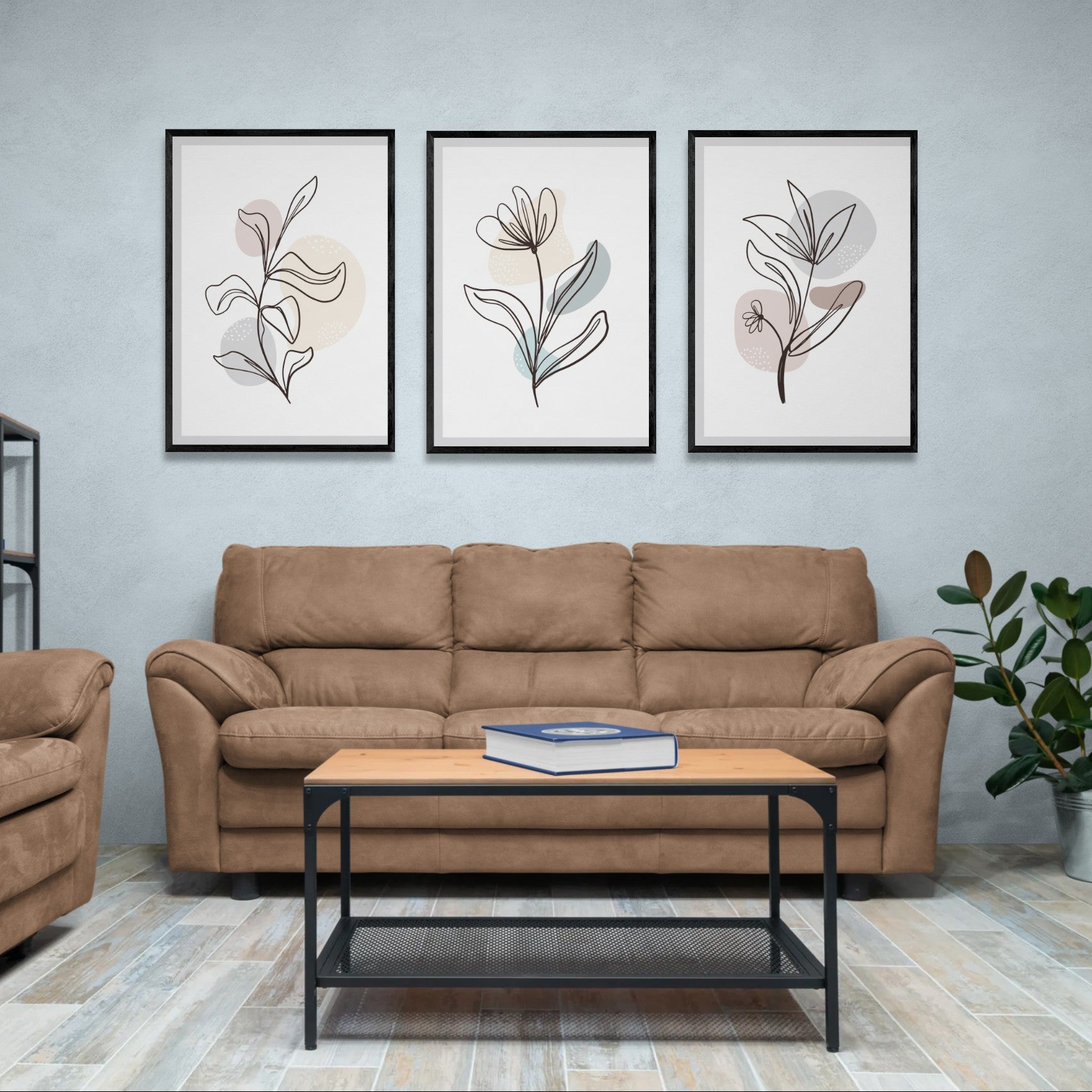 flowers and plants illustration abstract (3 Panel) Abstract Wall Art