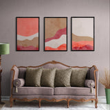 Terracotta Red Abstract (3 Panel) Abstract Wall Art
