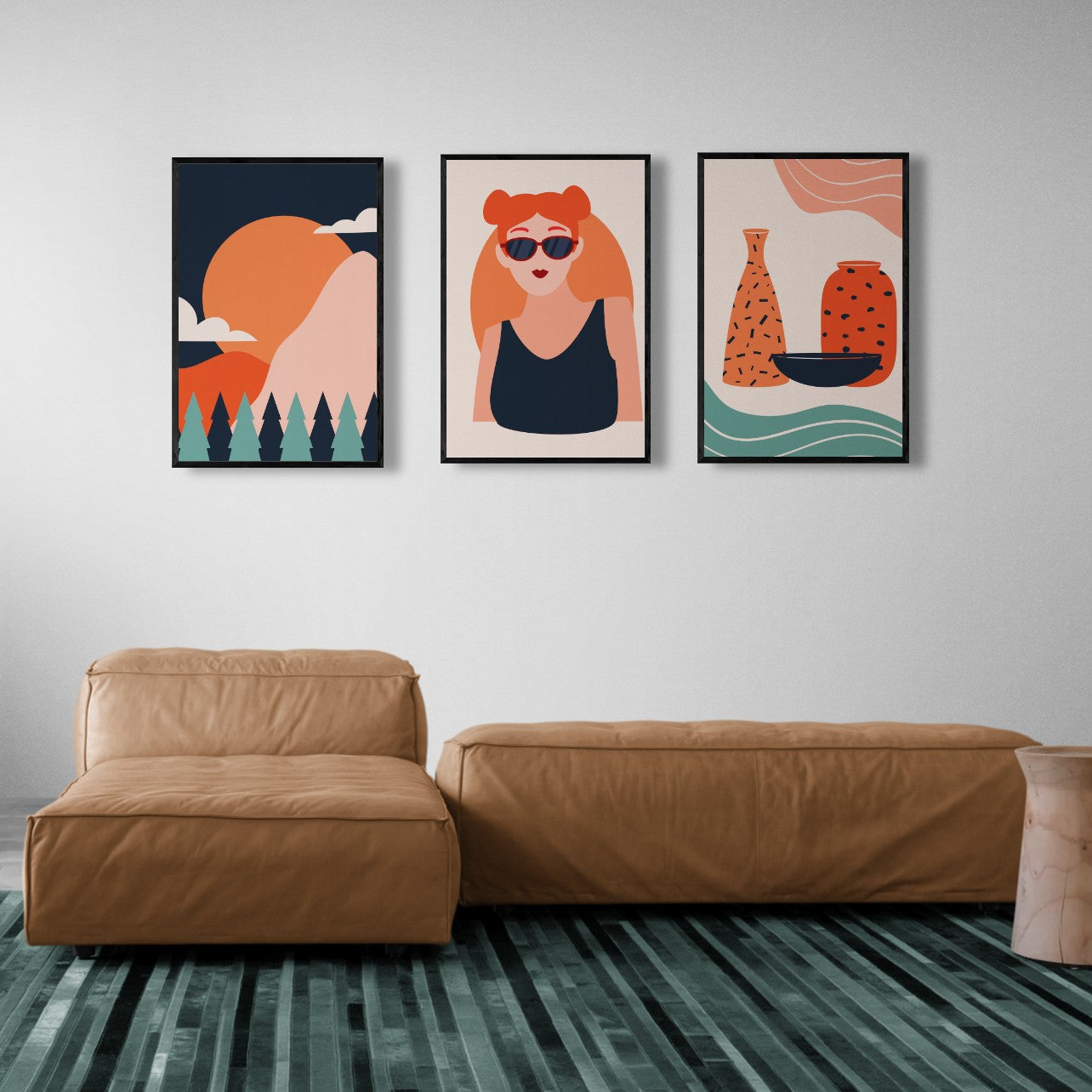 abstract morandi Minimalist (3 Panel) Abstract Wall Art