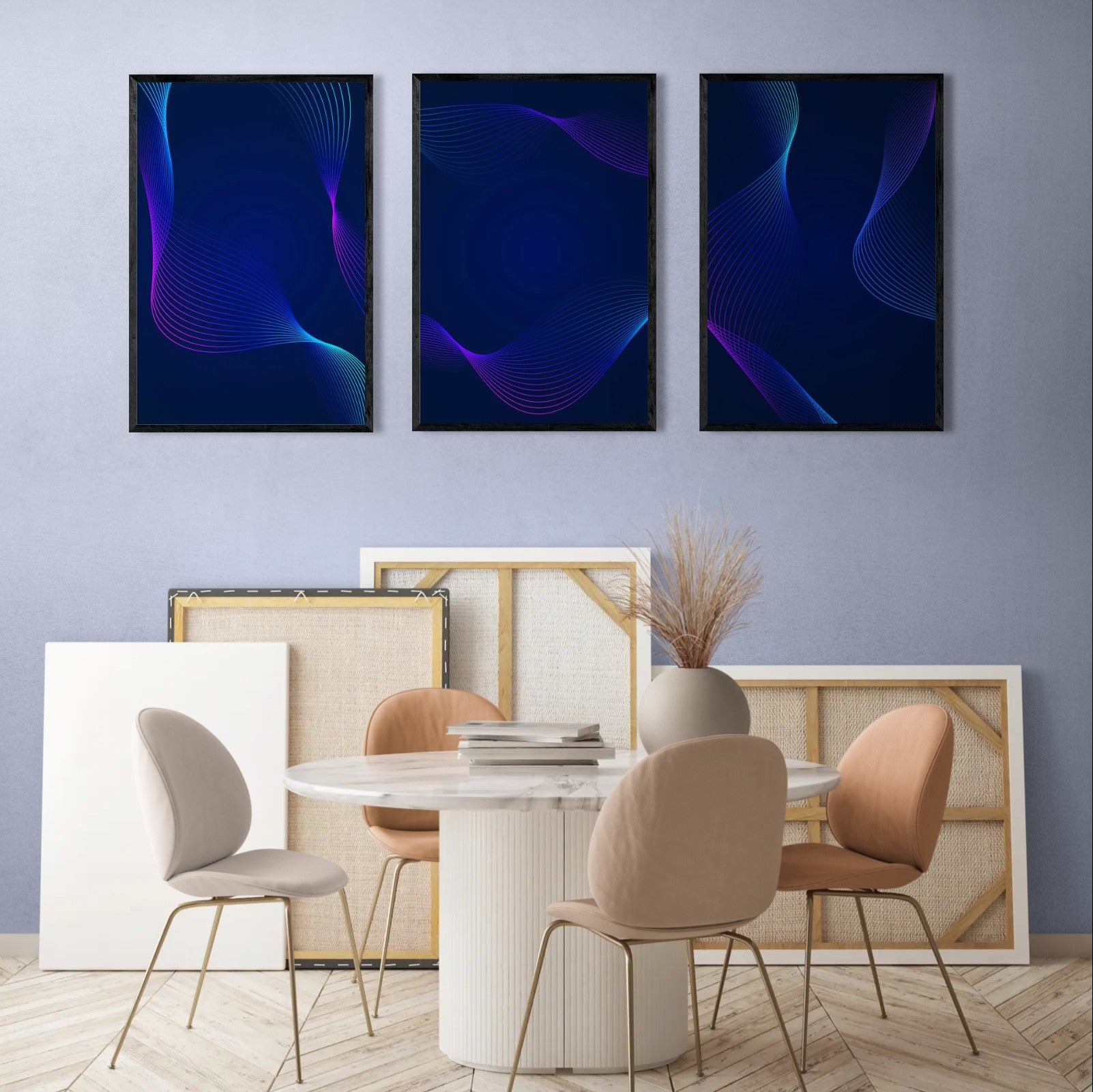 Wave Studio Vectors (3 Panel) Abstract Wall Art