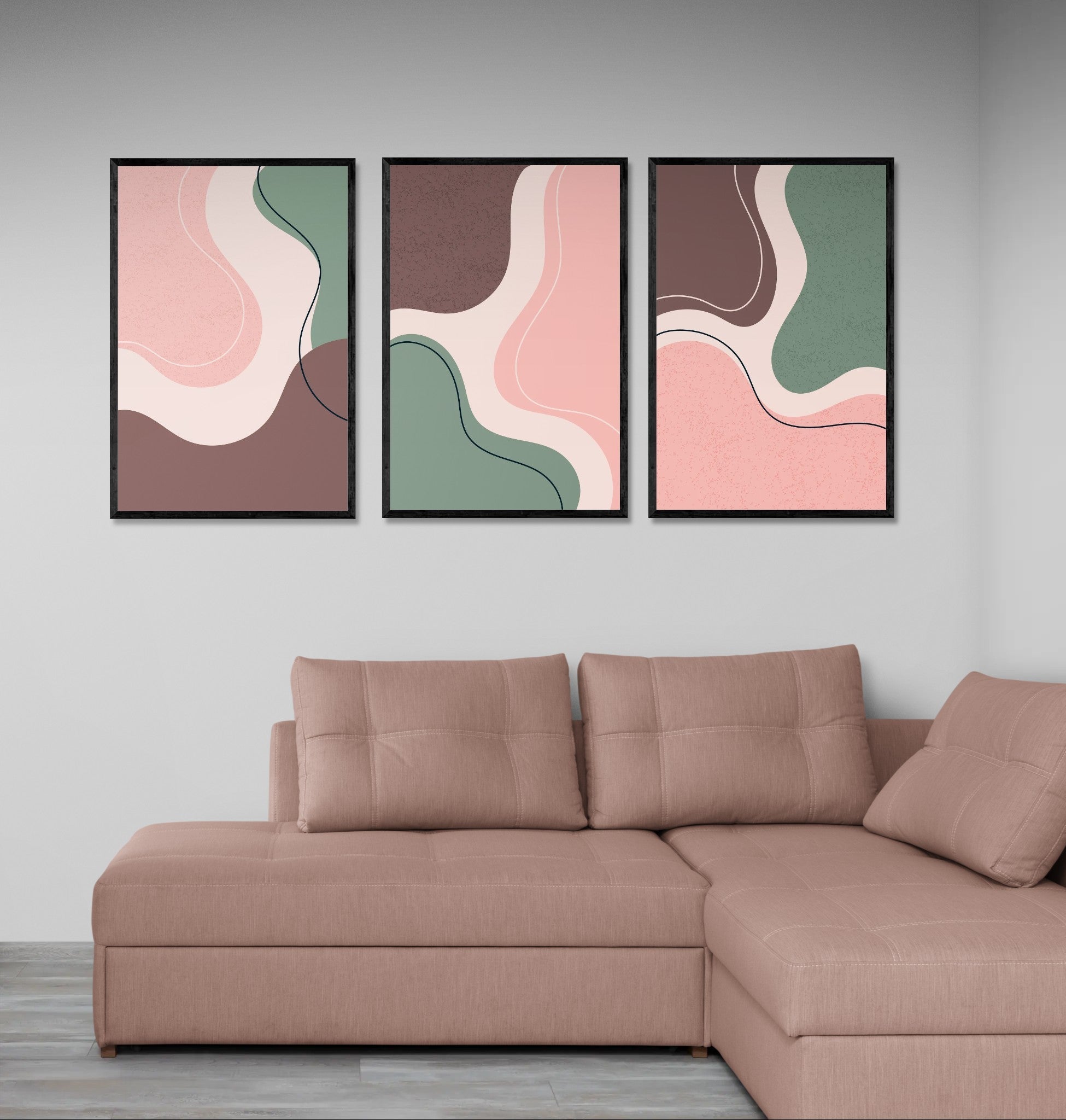 Hand drawn abstract art (3 Panel) Abstract Wall Art