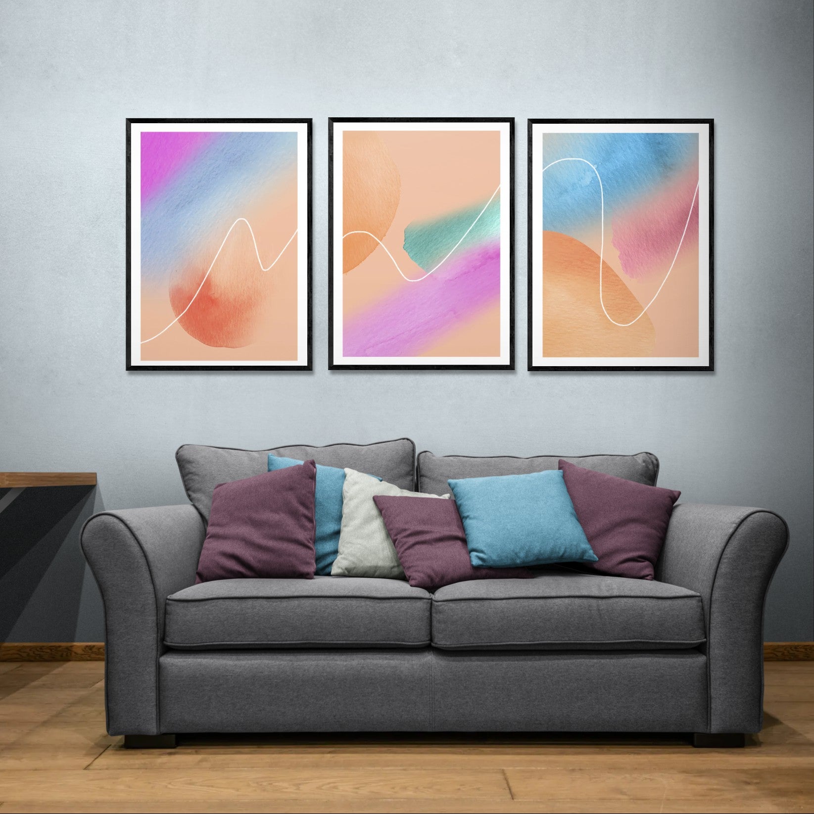 Abstract Minimalist Art Watercolor (3 Panel) Abstract Wall Art