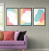 Pink Green Lines Abstract (3 Panel) Abstract Wall Art