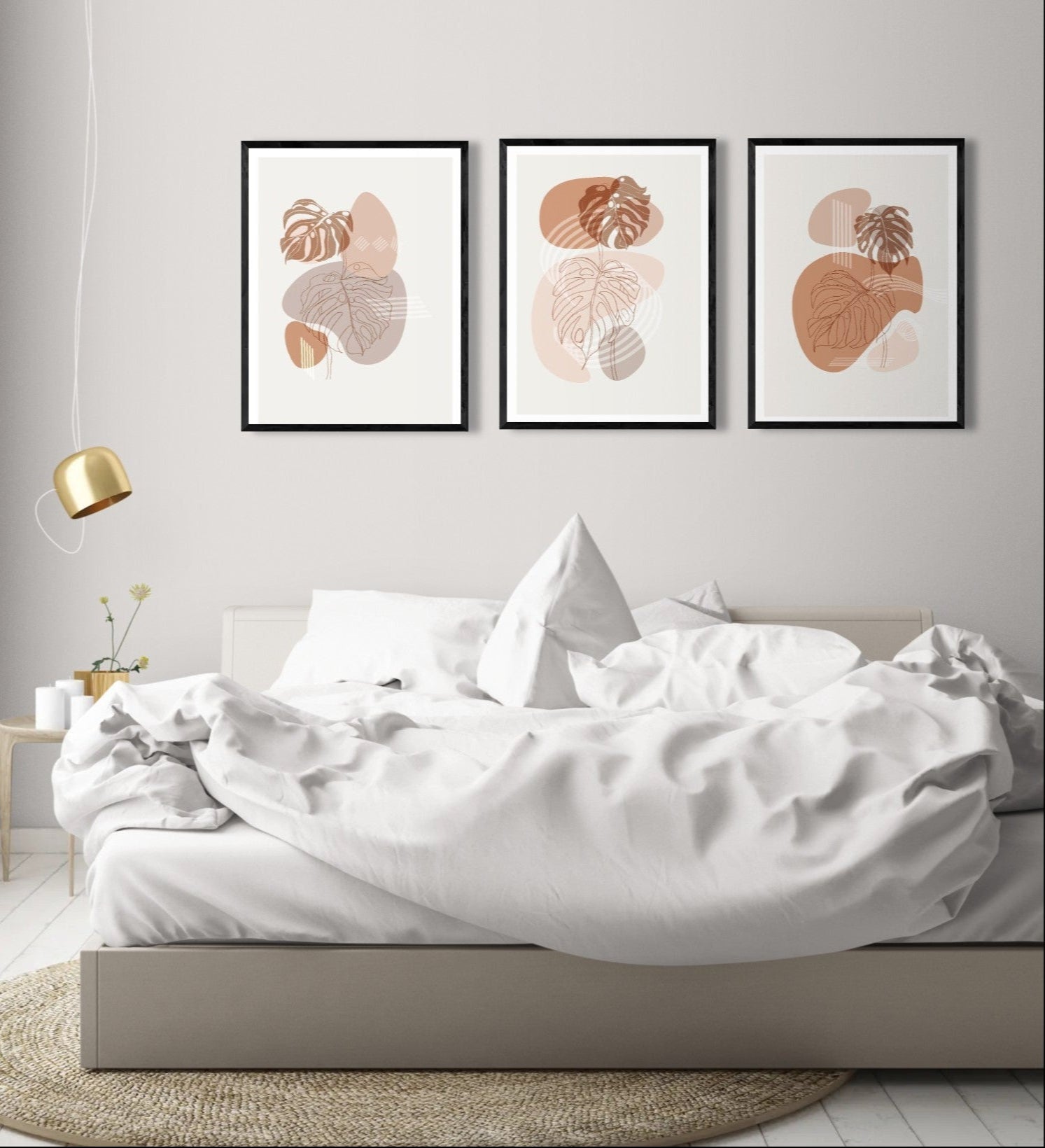 Beige Nature Colors Composition Art (3 Panel) Abstract Wall Art