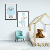 Group of Sheeps - Minimalist (2 Panel) Kids Wall Art
