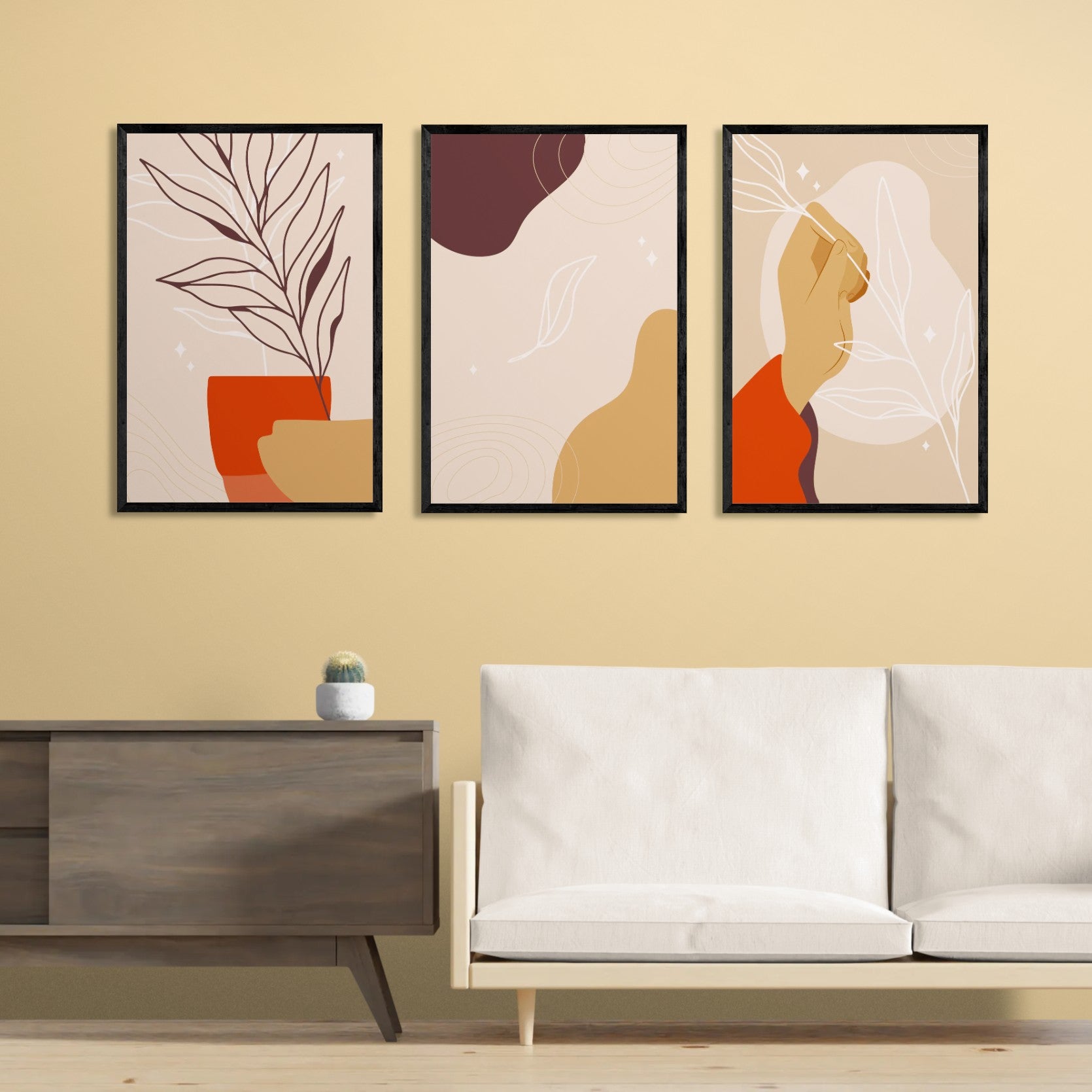Modern Wall Art Vector Set (3 Panel) Abstract Wall Art