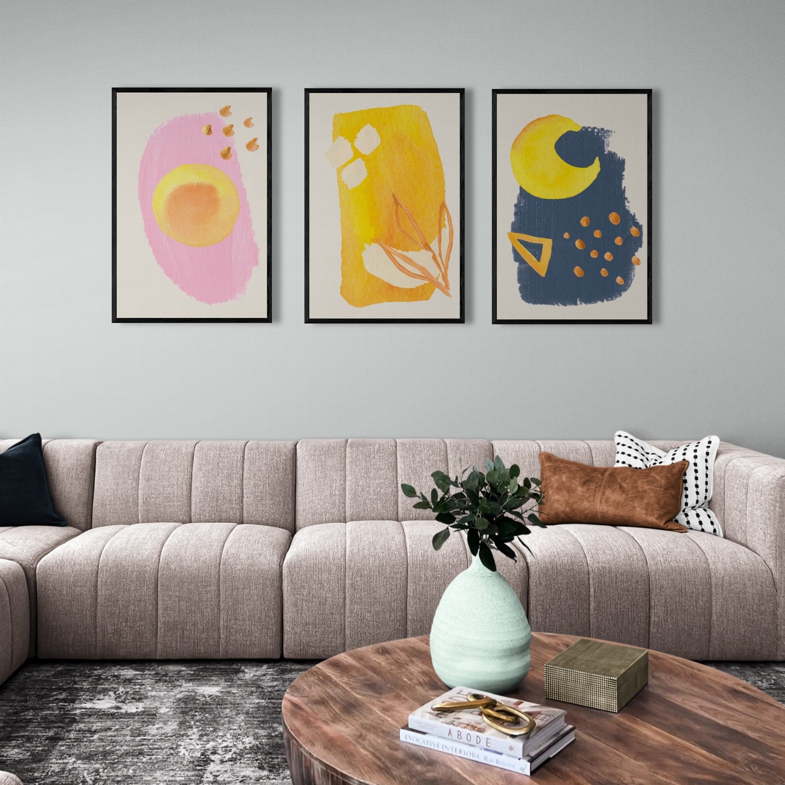 Hand drawn abstract shapes (3 Panel) Abstract Wall Art