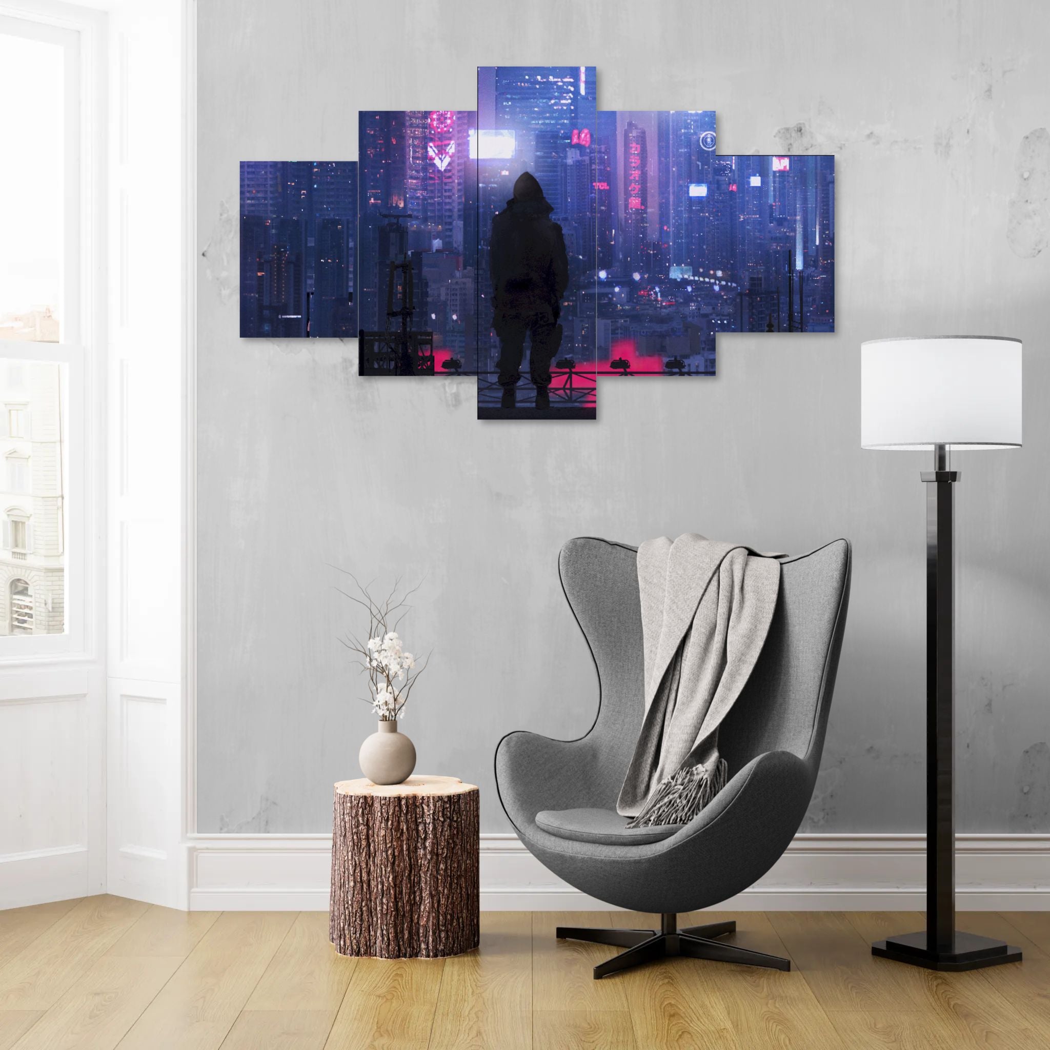 Cyberpunk City (5 Panel-II) Game Wall Art