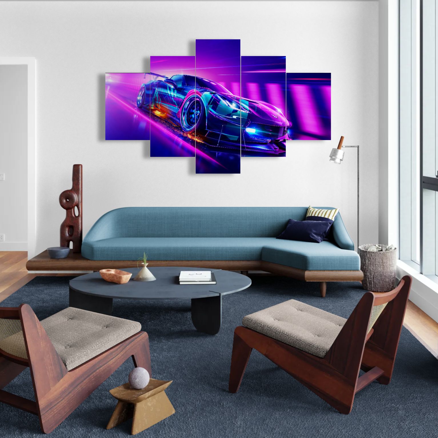 cyberpunk super sports Car (5 Panel-II) Game Wall Art