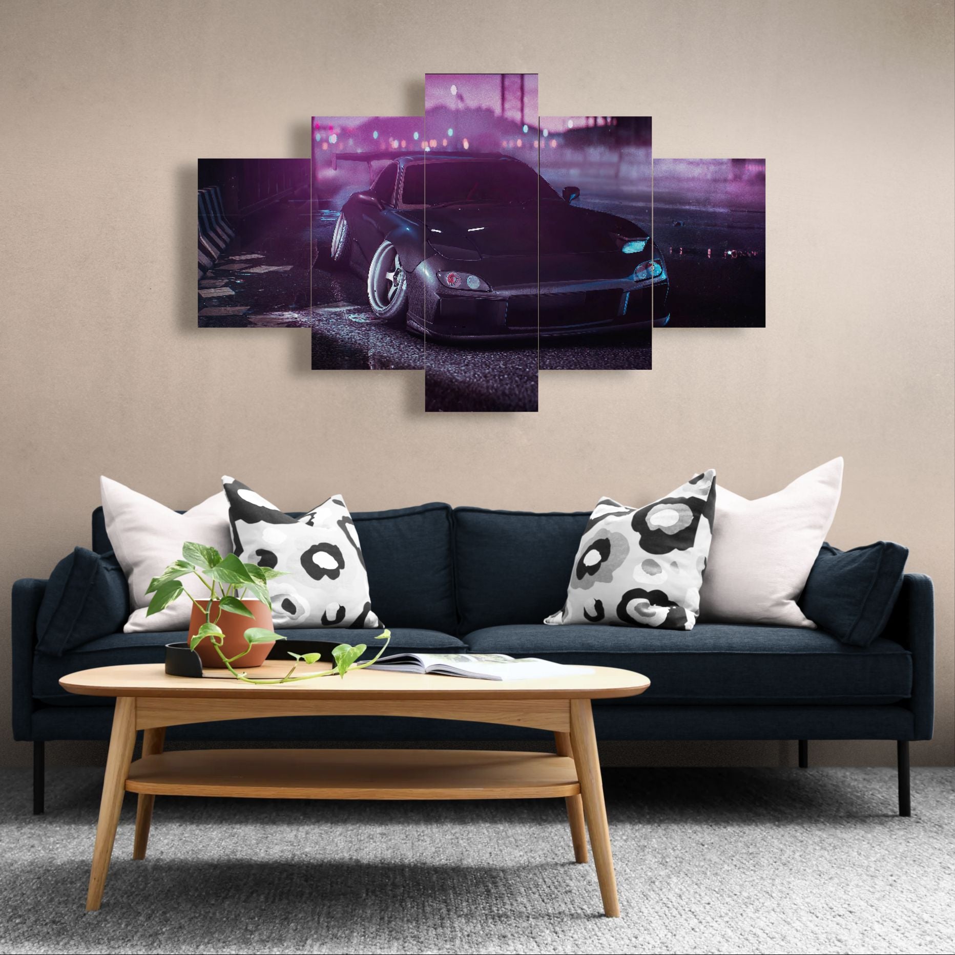 Mazda Rx7 Aesthetic (5 Panel-II) Car Wall Art