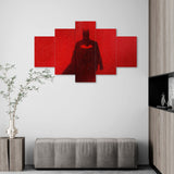 Batman - rainy red night (5 Panel-II) Movie Wall Art