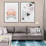 Geometric Prints in Blush Pink (2 Panel) Abstract Wall Art