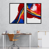 Red Colored Flyer Design Vectors (2 Panel) Abstract Wall Art