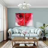 Blood red watercolor abstract (2 Panel) Abstract Wall Art