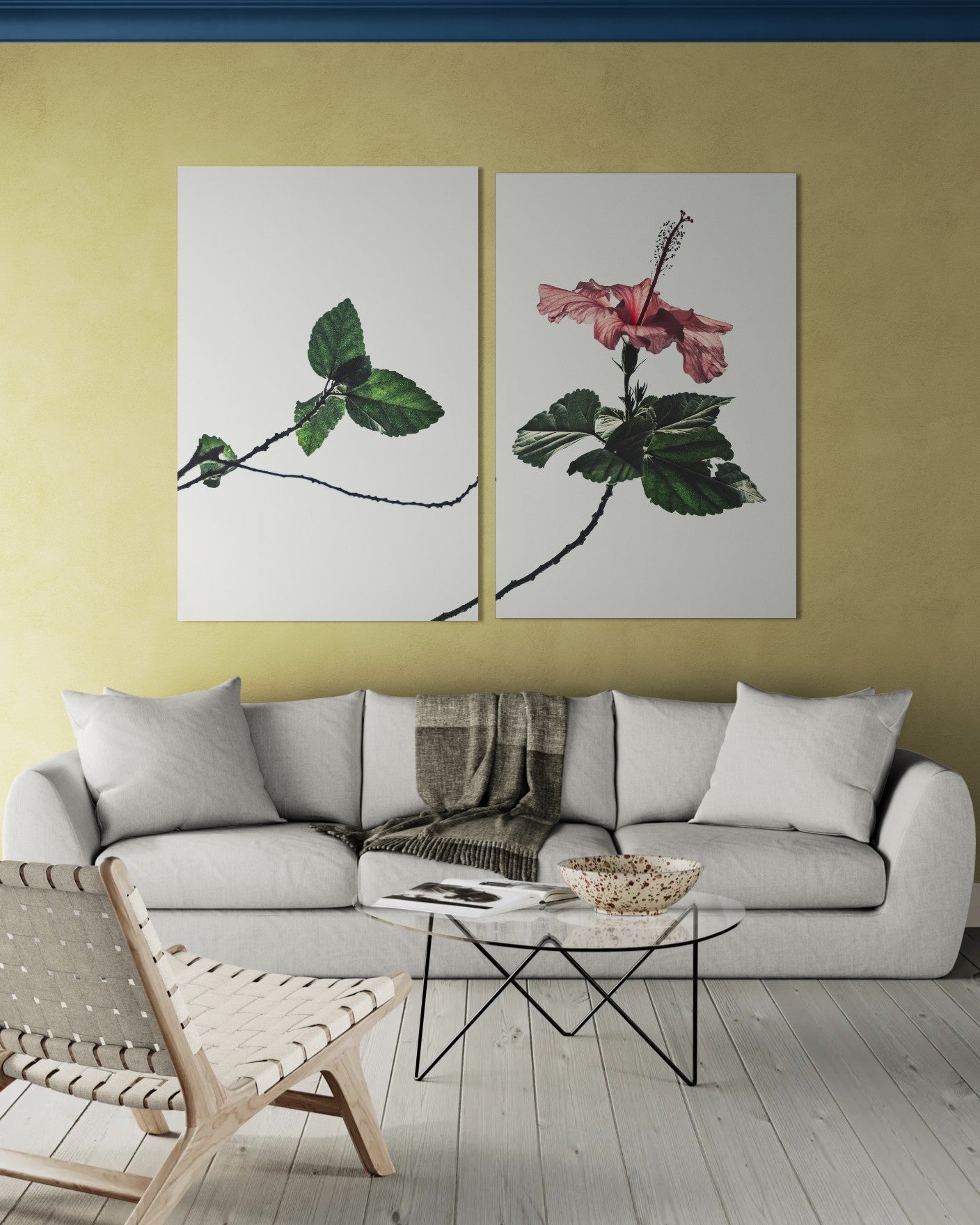 Aesthetic Gumamela flower (2 Panel) Abstract Wall Art
