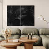Beautiful abstract color black flowers (2 Panel) Floral Wall Art
