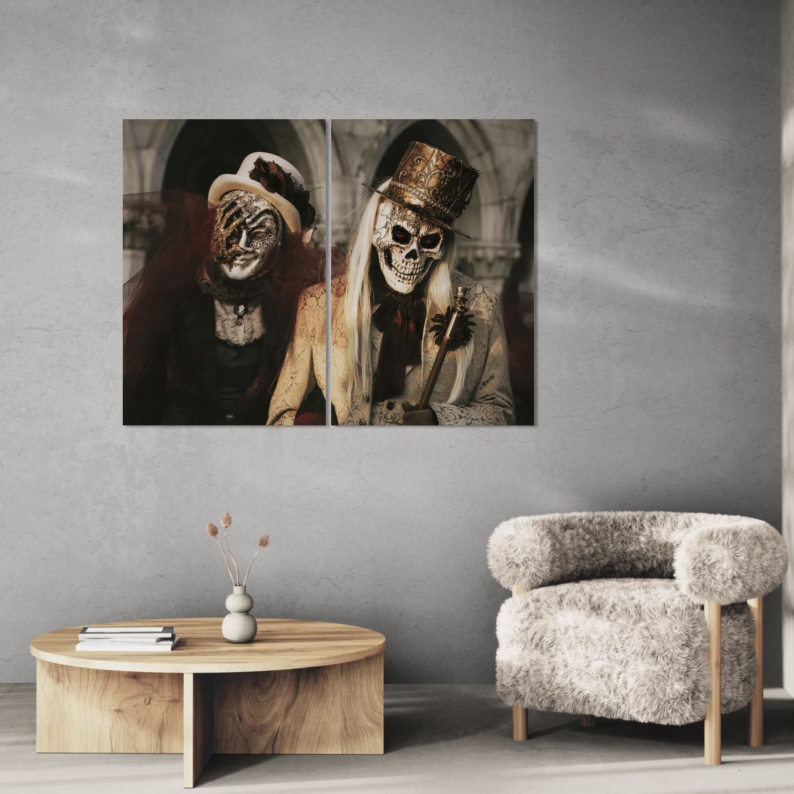 Skeleton Family (2 Panel) Digital Wall Art