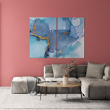 Ethereal Aqua & Gold Abstract (2 Panel) Abstract Wall Art